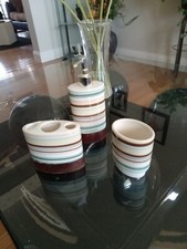 Bathroom Accessories Set, Deluxe brown Beige striped Ceramic Bath Access. Set