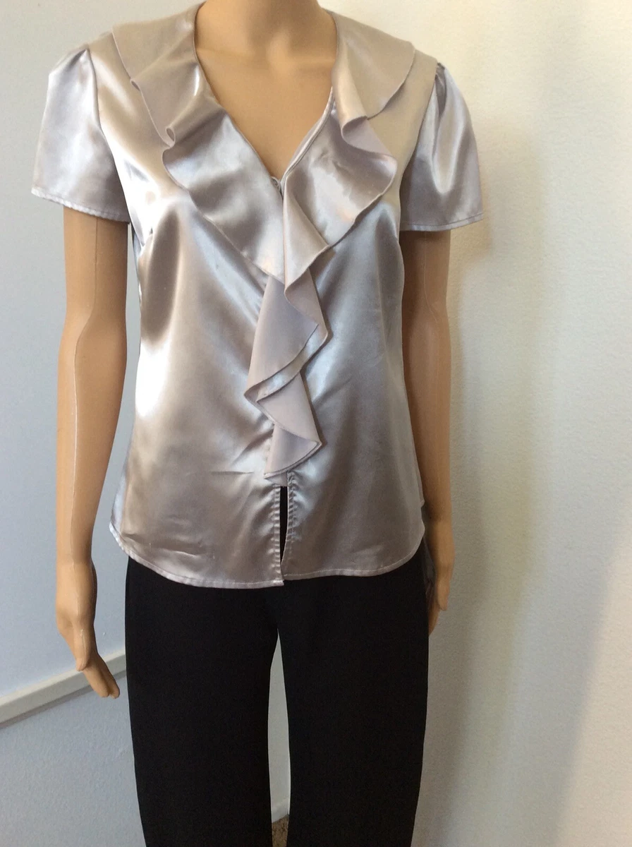 silver grey satin blouse