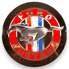 Ford Mustang 12" Round Tin Sign Classic Wall Decor For Garage or Man Cave