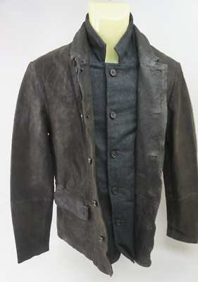 AllSaints Men's Black Survey Leather Blazer Jacket Size Small All