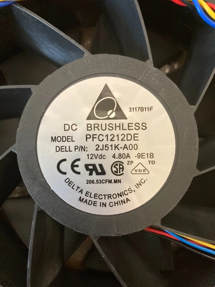 Delta Electronics DC Brushless Fan PFC1212DE 12V 4.80A Raffreddamento ad alte... - Immagine 3 di 4
