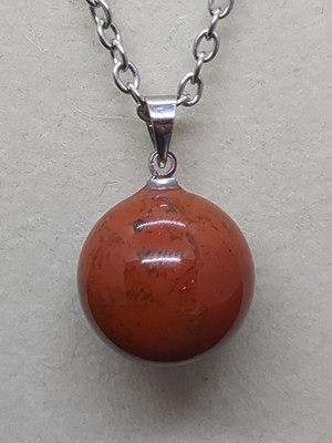 Red Jasper Sphere Crystal Pendant Necklace 18''