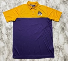 Russell Athletics East Carolina University Polo Shirt Purple Yellow Sz M / 38-40