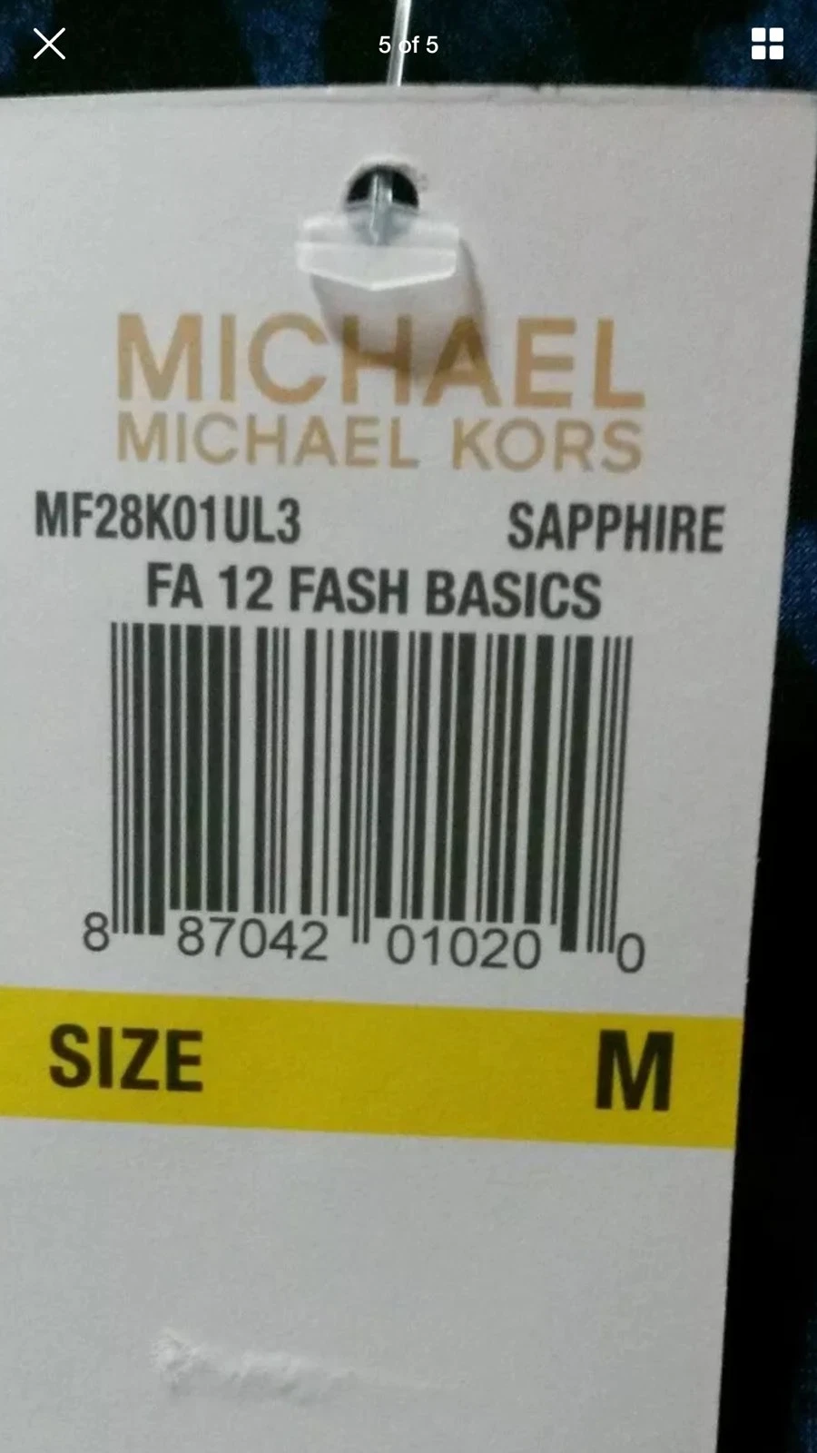 Abito casual Michael Kors NUOVO blu opaco jersey stampato collo cappuccio manica corta M