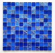 Premium Pool Glass Tile 1x1 inch | Iridescent Pool & Bathroom Mosaic