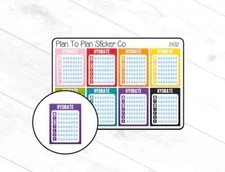 2432~~Full Box Water Tracker Planner Stickers.