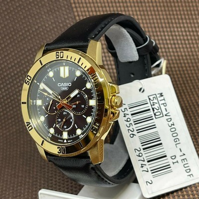 Casio MTP-VD300GL-1E Multi Hands Black Leather Analog Men