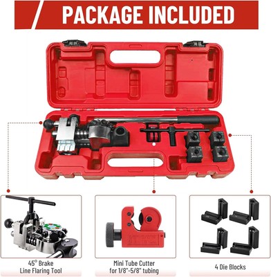 Brake Line Flaring Tool Kit 45° Single Double Bubble Flare for 3/16'' 1/4'' 5/16''