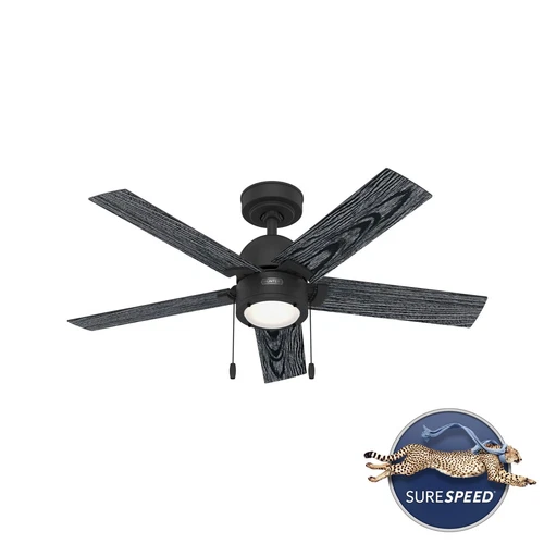 Hunter 44 inch Erling Matte Black Ceiling Fan with LED Light Kit and Pull Chain - Picture 1 of 13