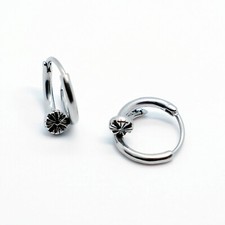 2pcs Stainless Steel Hoop Huggie Cross Chrome Stud Earrings Men Women
