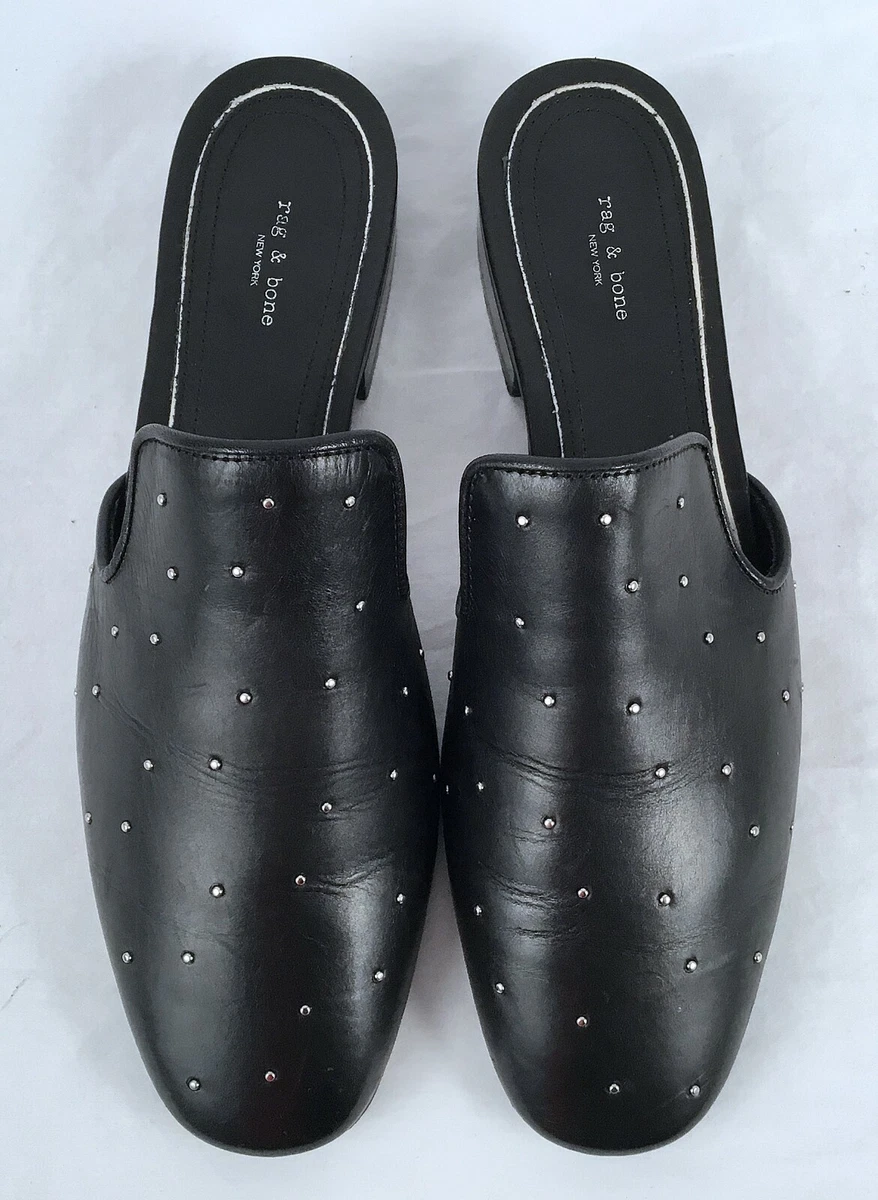 NEW rag bone Luis Studded Mules Black Size US 6.5 36.5 EU