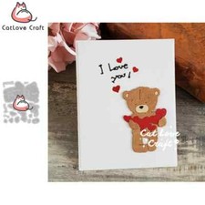 Teddy Bear Holding Hearts Love Metal Cutting Dies Scrapbooking Card Making Craft