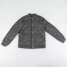 Polo Ralph Lauren Jacket Boys Small Black Diamond Quilted Snap Bomber Coat Kids
