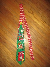 vtg 90s LOONEY TUNES CHRISTMAS SILK NECKTIE Tasmanian Devil Bugs Bunny Tweety...