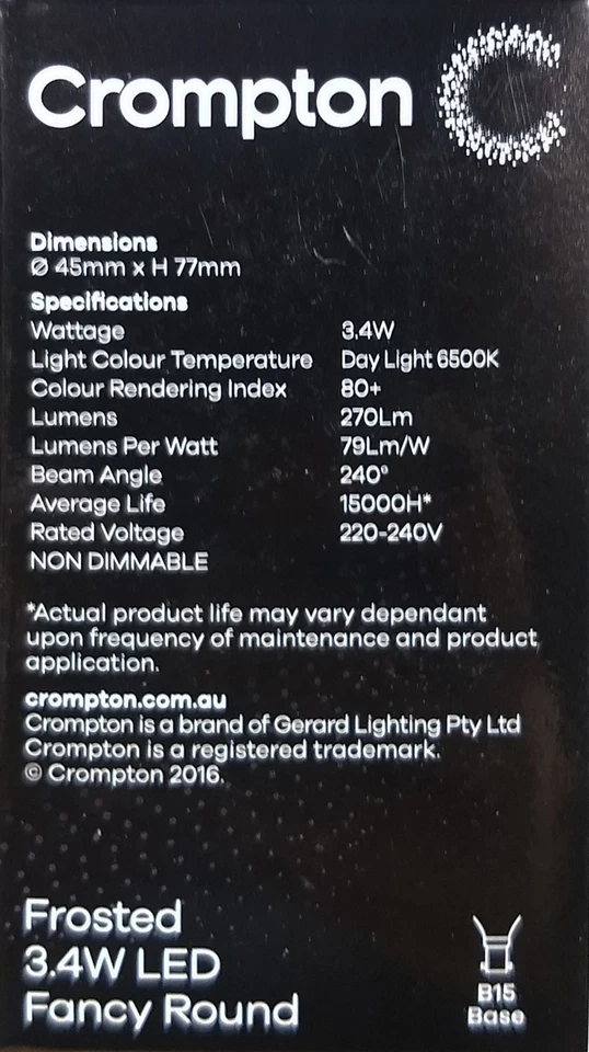 LED 3W Light Globes Bulbs Small Bayonet Cap SBC B15 Cool Daylight 6500K Pearl - Image 2 of 4