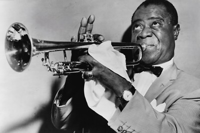 Louis Armstrong Hitting a High Note on His Trumpet - 5 x 7 in Photo Print