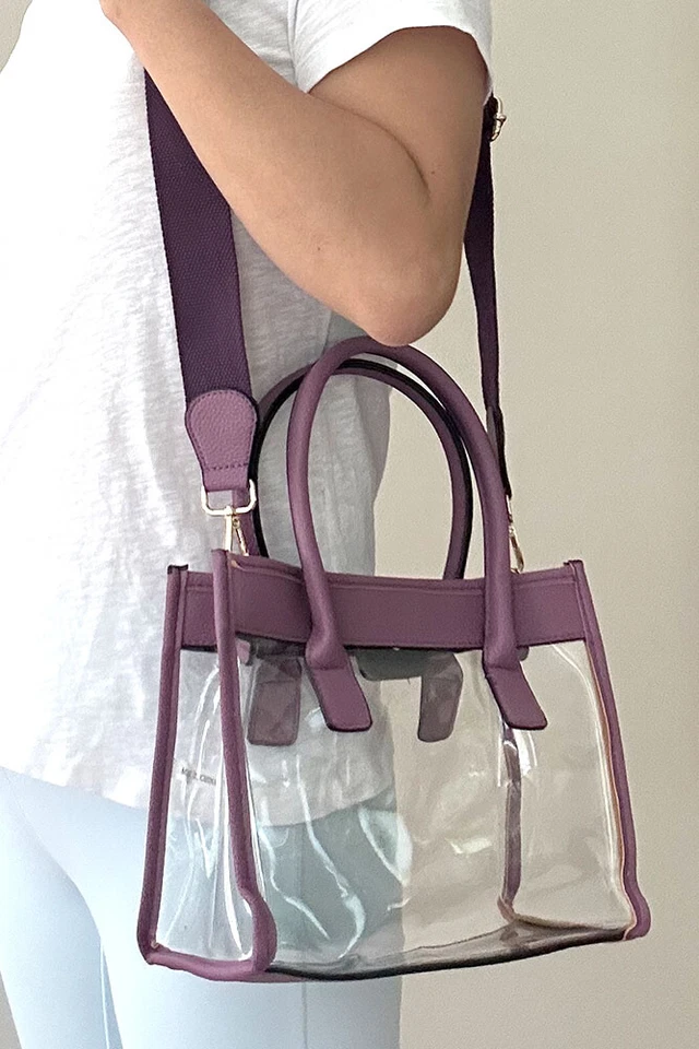 Bolso Bandolera de Mano UNNI Transparente Color Transparente Borde Aprobado por Estadio Foto 3 de 3