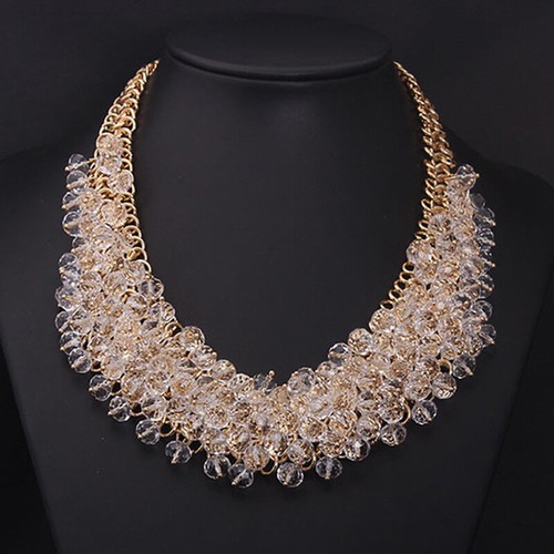 Statement Chunky Crystal Beads Pendant Necklace Fashion Choker Women Collar Bibs - Picture 21 of 23