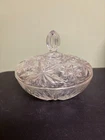 Vintage Anchor Hocking Early American Prescut Clear Glass Candy Dish w/ Lid