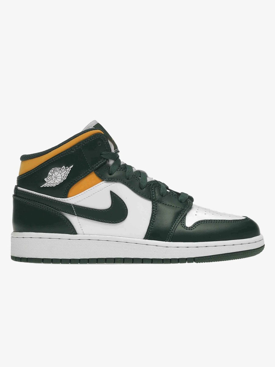Nike Air Jordan 1 Mid Green Yellow (GS) | eBay