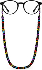 Colorful Beaded Eyeglass Chain, Adjustable Retro Boho Glasses Strap for Women