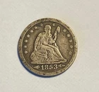 1853 Arrows & Rays Seated Liberty Silver Quarter FINE with Free Shipping