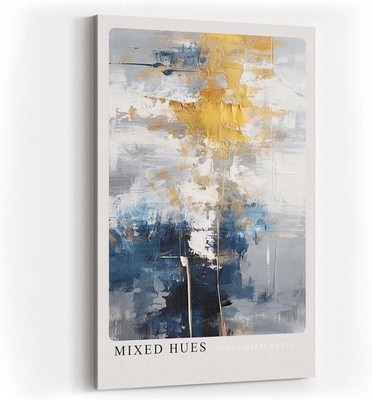 Sinus Art Paul Sinus Kunstdruck Mixed Hues   Farbabstraktion in Blau, Gold