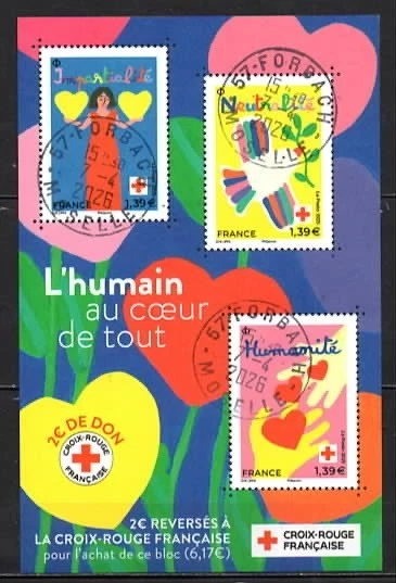 FRANCE 2025 Bloc - Croix Rouge Française oblitéré cachet rond. - Photo 1/1