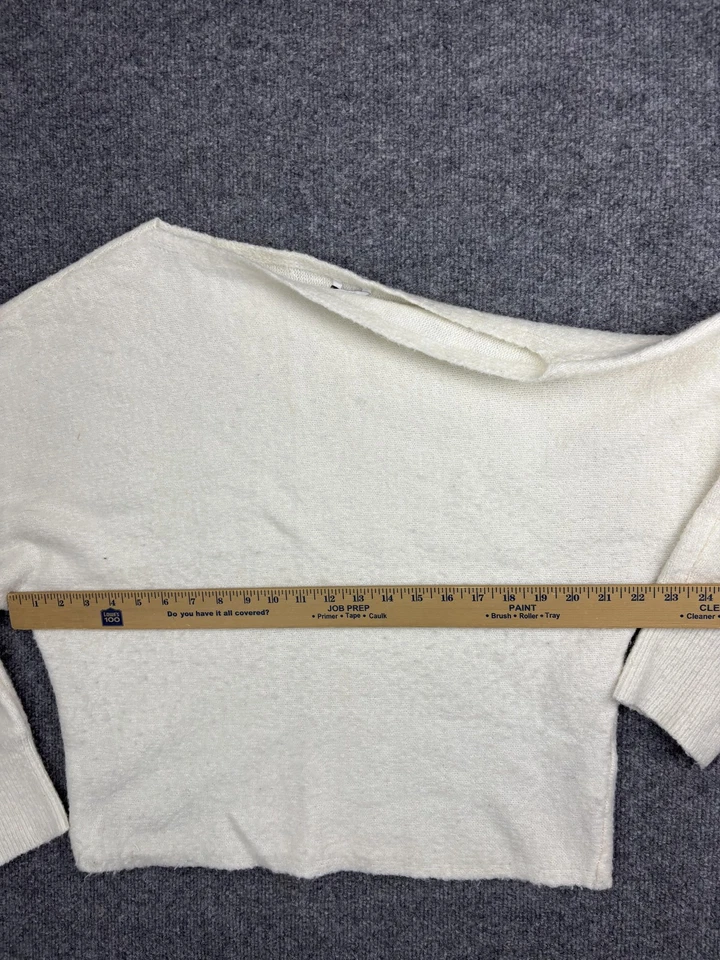 Guess Sweater Womens Large Ivory White Boat Neck Dolman Cropped Knit Pullover - Image 4 of 4