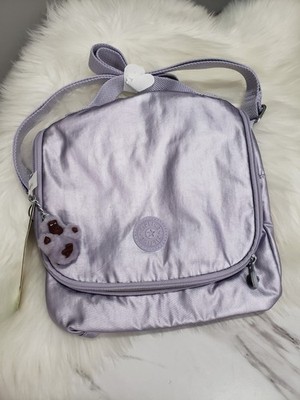 NEW Kipling New Kichirou Lunch Bag in Metallic Purple NWT LIGHT LILAC LENORE