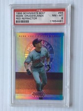 1995 Bowman’s Best Refractor PSA 8 NM-MT Mark Grudzielanek Rookie Card RC. rookie card picture