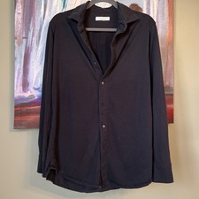 Camicia elegante uomo Luca Faloni taglia L grigio scuro/nero seta cotone BUONA