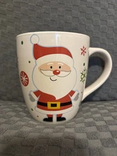 Santa Jumbo Ceramic Mug Christmas Holiday Snowflakes 5" Tall 4" Diameter