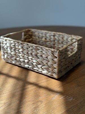 Water Hyacinth Rectangular Storage Basket With Handles Modern