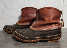 LL Bean Maine Hunting Shoe Slip SHEARLING Lined Leather Duck Boots Mens 8