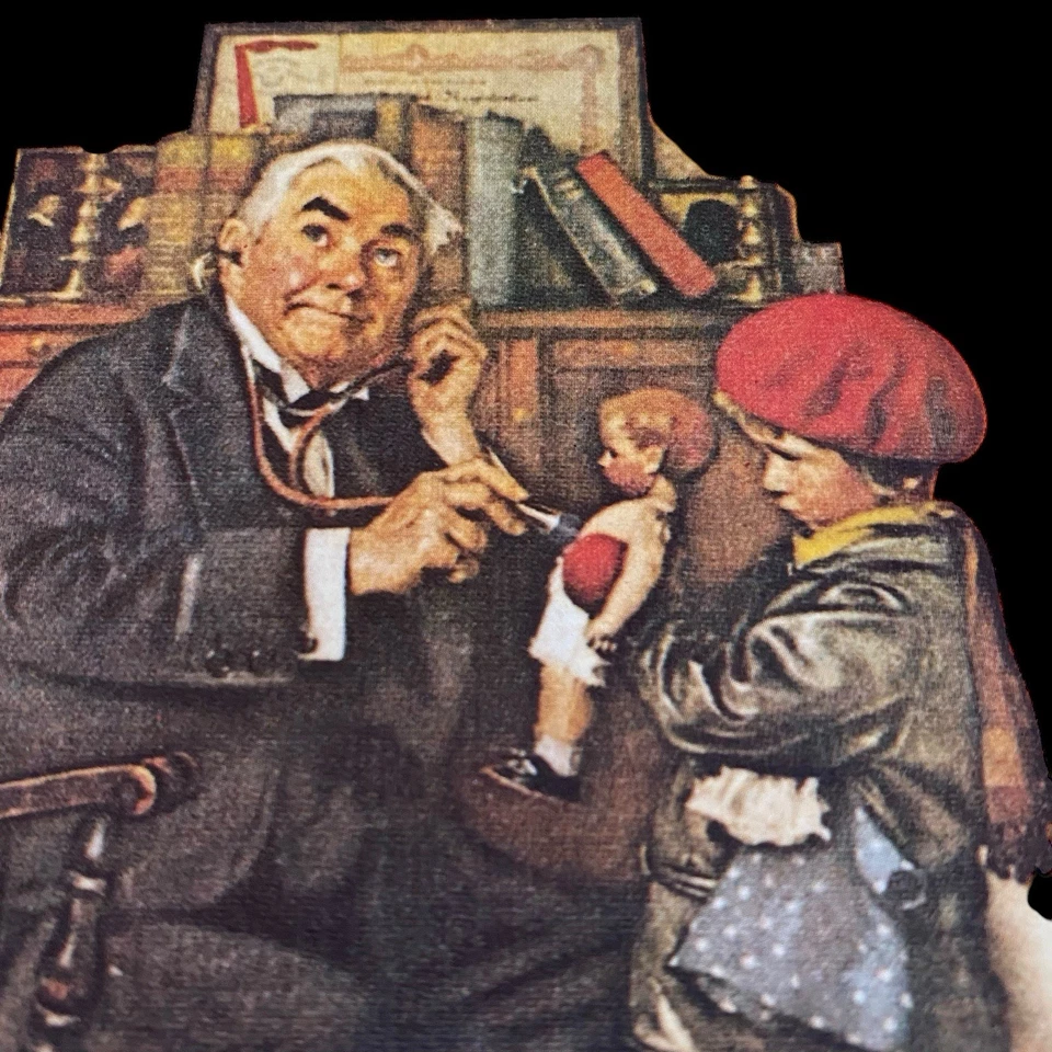 复古 1972 年诺曼·洛克威尔印刷版医生和娃娃 CPC DAC 儿童艺术 — 第 2/4 张图片