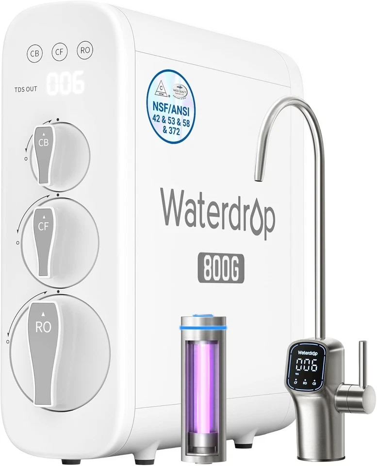 Waterdrop G3P800 Reverse Osmosis System, NSF/ANSI 42 & 53 & 58 & 372 Certified