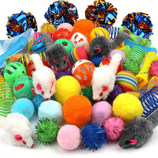 Kitten Toys, 60PCS Cat Balls Springs Toy Set, Cat Mouse Toy, Kitten Sparkle Crin