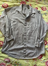 V2 by Versace gray white stripe button down shirt Size 16½ 32x28 22” arm length