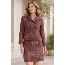 NEW Talbots Petites Tweed Skirt Suit Set  Mul...