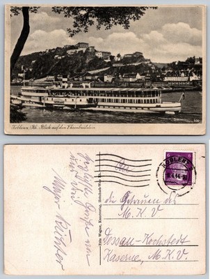Koblenz Germany Riverfront Boat Postcard