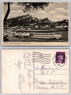 #ad Koblenz Germany Riverfront Boat Postcard $4.83