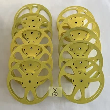 10- 16mm  400'  EMPTY  METAL  FILM  REELS      VERY NICE    YELLOW ( Y-10 )