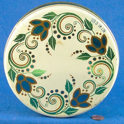 Vintage Loft's Candy Co. Tin Box Empty Can Metal Cookie Container Floral  6.5''