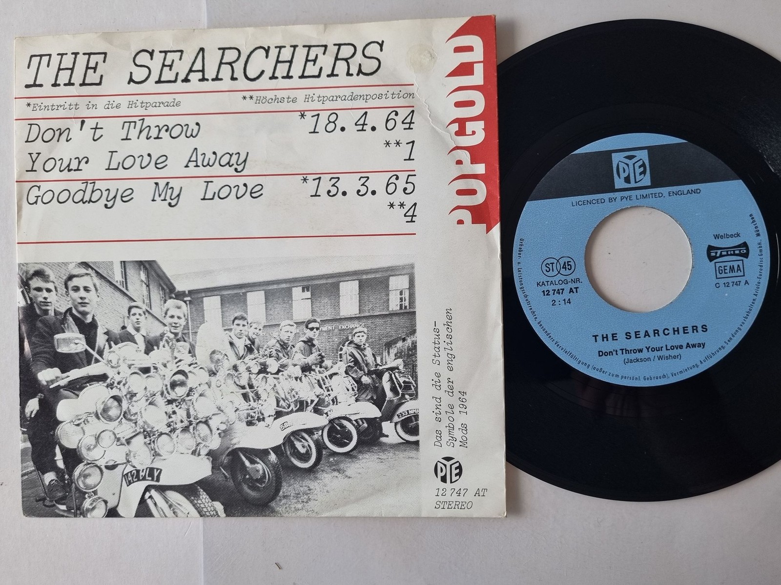 The Searchers - Don't Throw Your Love Away/ Goodbye My Love 7'' Vinyl Germany