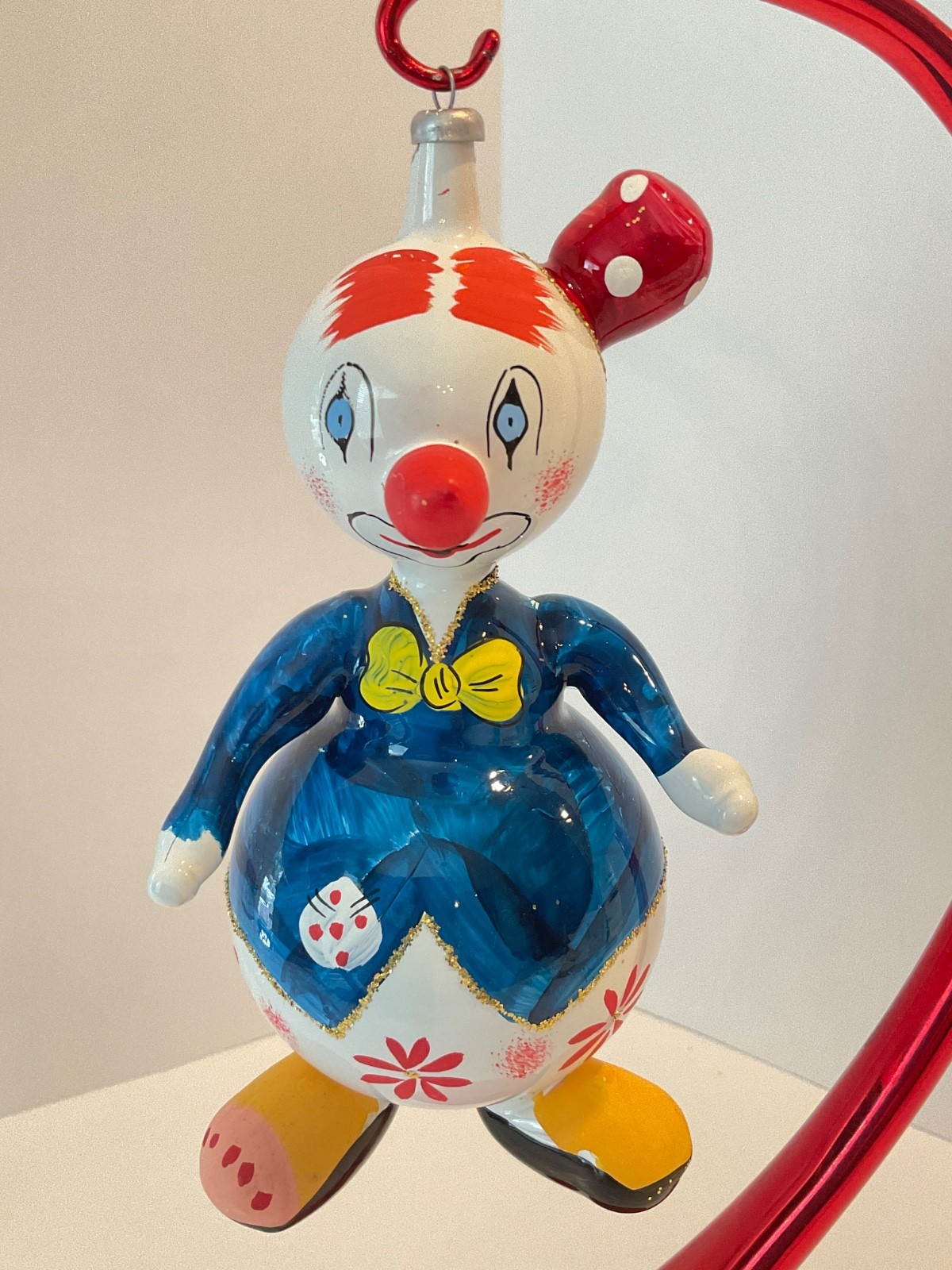 Vintage De Carlini Glass Christmas Ornament CLOWN Italy Made