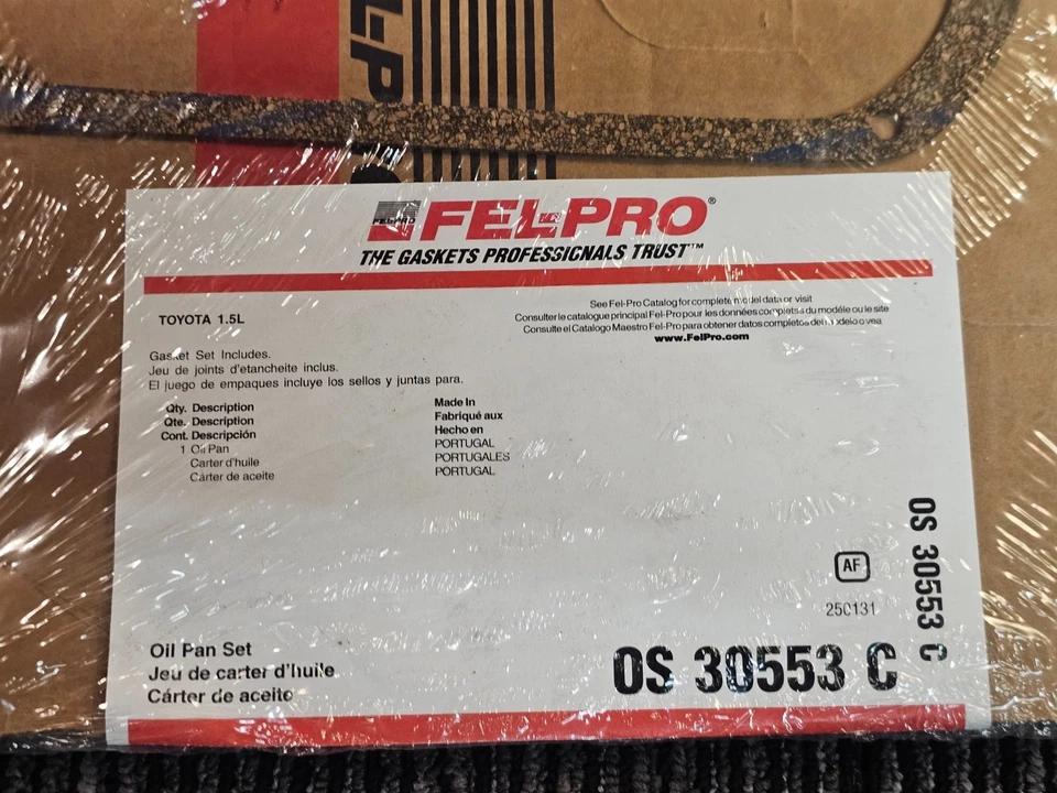 Junta de cárter de aceite de motor Fel-Pro OS30553C para Toyota Tercel 1987-1999 Foto 2 de 4