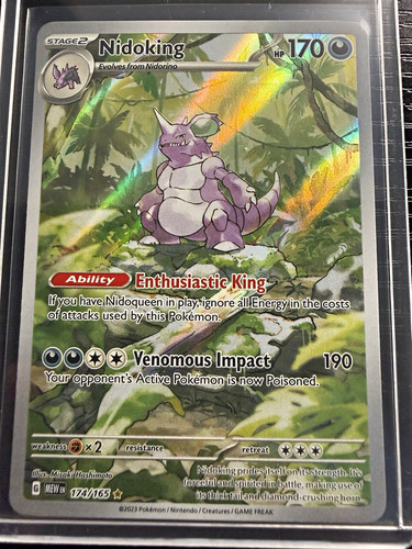 Pokémon TCG 151 Nidoking Illust. Rare 174/165 Holo English 2023 + free card!