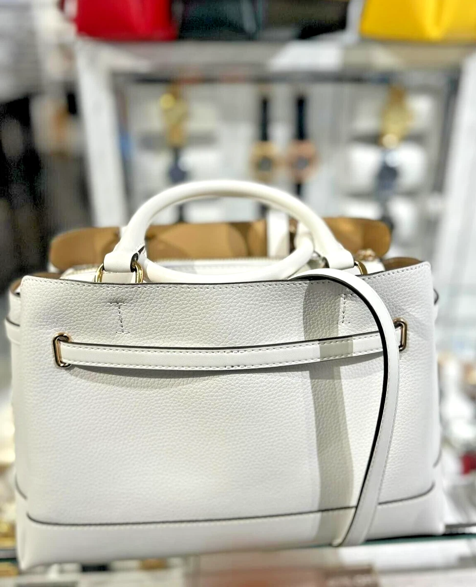 Michael Kors Reed Large Leather Belted Satchel Crossbody Handbag 