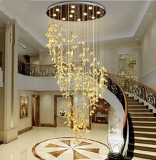 LED TOP Luxury Branch Crystal Chandelier villa duplex stair Pendant light lamp A